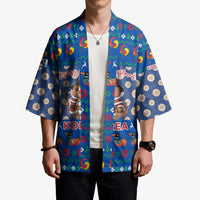 Korea Christmas Kimono with Bear in Hanbok National Emblem and Traditional Boat Pattern Design - Wonder Print Shop