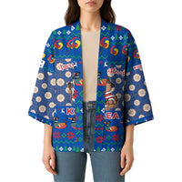 Korea Christmas Kimono with Bear in Hanbok National Emblem and Traditional Boat Pattern Design - Wonder Print Shop