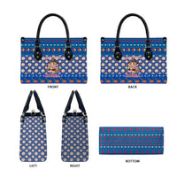 Korea Christmas Leather Bag with Bear in Hanbok National Emblem and Traditional Boat Pattern Design - Wonder Print Shop