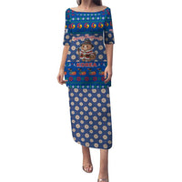 Korea Christmas Puletasi with Bear in Hanbok National Emblem and Traditional Boat Pattern Design - Wonder Print Shop