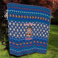 Korea Christmas Quilt with Bear in Hanbok National Emblem and Traditional Boat Pattern Design - Wonder Print Shop