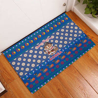 Korea Christmas Rubber Doormat with Bear in Hanbok National Emblem and Traditional Boat Pattern Design - Wonder Print Shop