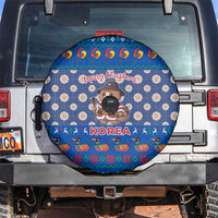 Korea Christmas Spare Tire Cover with Bear in Hanbok National Emblem and Traditional Boat Pattern Design - Wonder Print Shop