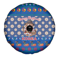Korea Christmas Spare Tire Cover with Bear in Hanbok National Emblem and Traditional Boat Pattern Design - Wonder Print Shop