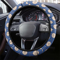 Korea Christmas Steering Wheel Cover with Bear in Hanbok National Emblem and Traditional Boat Pattern Design - Wonder Print Shop