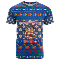 Korea Christmas T Shirt with Bear in Hanbok National Emblem and Traditional Boat Pattern Design - Wonder Print Shop