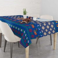 Korea Christmas Tablecloth with Bear in Hanbok National Emblem and Traditional Boat Pattern Design - Wonder Print Shop