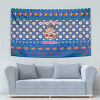 Korea Christmas Tapestry with Bear in Hanbok National Emblem and Traditional Boat Pattern Design - Wonder Print Shop