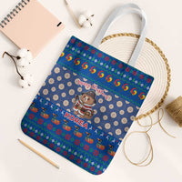 Korea Christmas Tote Bag with Bear in Hanbok National Emblem and Traditional Boat Pattern Design - Wonder Print Shop