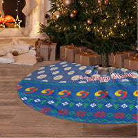Korea Christmas Tree Skirt with Bear in Hanbok National Emblem and Traditional Boat Pattern Design - Wonder Print Shop