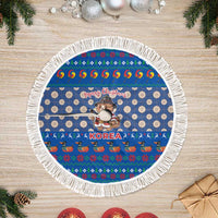Korea Christmas Tree Skirt with Bear in Hanbok National Emblem and Traditional Boat Pattern Design - Wonder Print Shop