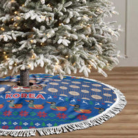 Korea Christmas Tree Skirt with Bear in Hanbok National Emblem and Traditional Boat Pattern Design - Wonder Print Shop