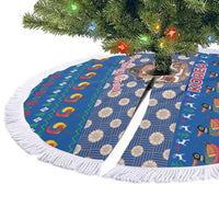 Korea Christmas Tree Skirt with Bear in Hanbok National Emblem and Traditional Boat Pattern Design - Wonder Print Shop