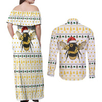 Oh Christmas Bee Bee Christmas Couples Matching Off Shoulder Maxi Dress and Long Sleeve Button Shirt Xmas Holiday Patterns - Wonder Print Shop