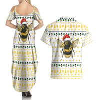 Oh Christmas Bee Bee Christmas Couples Matching Summer Maxi Dress and Hawaiian Shirt Xmas Holiday Patterns - Wonder Print Shop