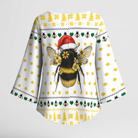Oh Christmas Bee Bee Christmas Kimono Sleeve Blouse Xmas Holiday Patterns - Wonder Print Shop