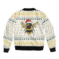 Oh Christmas Bee Bee Christmas Sleeve Zip Bomber Jacket Xmas Holiday Patterns - Wonder Print Shop