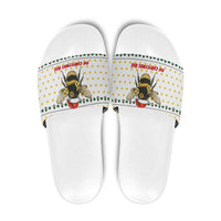 Oh Christmas Bee Bee Christmas Slide Sandals Xmas Holiday Patterns - Wonder Print Shop