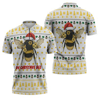 Oh Christmas Bee Bee Christmas Zipper Polo Shirt Xmas Holiday Patterns - Wonder Print Shop