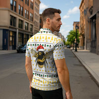 Oh Christmas Bee Bee Christmas Zipper Polo Shirt Xmas Holiday Patterns - Wonder Print Shop