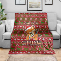 Oh For Fox Sake Christmas Blanket Xmas Holiday Patterns - Wonder Print Shop