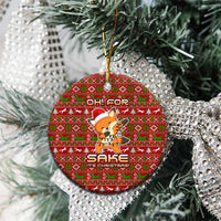 Oh For Fox Sake Christmas Ceramic Ornament Xmas Holiday Patterns - Wonder Print Shop