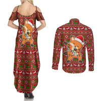 Oh For Fox Sake Christmas Couples Matching Summer Maxi Dress and Long Sleeve Button Shirt Xmas Holiday Patterns - Wonder Print Shop