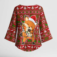Oh For Fox Sake Christmas Kimono Sleeve Blouse Xmas Holiday Patterns - Wonder Print Shop
