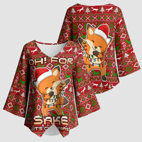 Oh For Fox Sake Christmas Kimono Sleeve Blouse Xmas Holiday Patterns - Wonder Print Shop