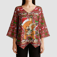 Oh For Fox Sake Christmas Kimono Sleeve Blouse Xmas Holiday Patterns - Wonder Print Shop