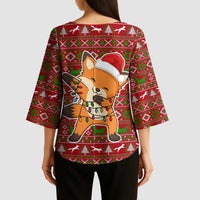 Oh For Fox Sake Christmas Kimono Sleeve Blouse Xmas Holiday Patterns - Wonder Print Shop
