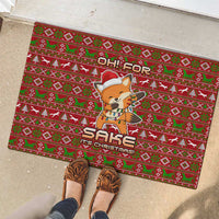 Oh For Fox Sake Christmas Rubber Doormat Xmas Holiday Patterns - Wonder Print Shop