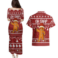 Oh Snap Christmas Couples Matching Puletasi and Hawaiian Shirt Xmas Holiday Patterns - Wonder Print Shop