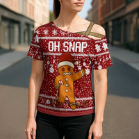 Oh Snap Christmas Cross Shoulder Shirt Xmas Holiday Patterns - Wonder Print Shop