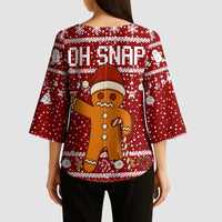 Oh Snap Christmas Kimono Sleeve Blouse Xmas Holiday Patterns - Wonder Print Shop