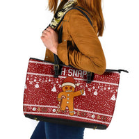 Oh Snap Christmas Leather Tote Bag Xmas Holiday Patterns - Wonder Print Shop