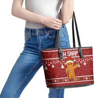 Oh Snap Christmas Leather Tote Bag Xmas Holiday Patterns - Wonder Print Shop