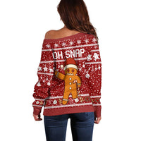 Oh Snap Christmas Off Shoulder Sweater Xmas Holiday Patterns - Wonder Print Shop