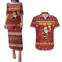 One More Night Santa Beer Christmas Couples Matching Puletasi and Hawaiian Shirt Xmas Holiday Patterns - Wonder Print Shop