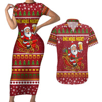 One More Night Santa Beer Christmas Couples Matching Short Sleeve Bodycon Dress and Hawaiian Shirt Xmas Holiday Patterns - Wonder Print Shop