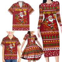 One More Night Santa Beer Christmas Family Matching Long Sleeve Bodycon Dress and Hawaiian Shirt Xmas Holiday Patterns - Wonder Print Shop