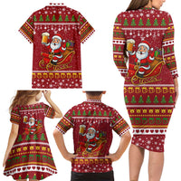 One More Night Santa Beer Christmas Family Matching Long Sleeve Bodycon Dress and Hawaiian Shirt Xmas Holiday Patterns - Wonder Print Shop