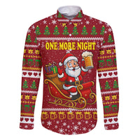 One More Night Santa Beer Christmas Family Matching Off The Shoulder Long Sleeve Dress and Hawaiian Shirt Xmas Holiday Patterns - Wonder Print Shop
