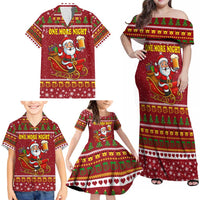 One More Night Santa Beer Christmas Family Matching Off Shoulder Maxi Dress and Hawaiian Shirt Xmas Holiday Patterns - Wonder Print Shop