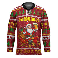 One More Night Santa Beer Christmas Hockey Jersey Xmas Holiday Patterns - Wonder Print Shop