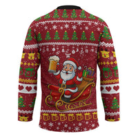 One More Night Santa Beer Christmas Hockey Jersey Xmas Holiday Patterns - Wonder Print Shop