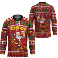 One More Night Santa Beer Christmas Hockey Jersey Xmas Holiday Patterns - Wonder Print Shop
