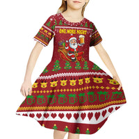 One More Night Santa Beer Christmas Kid Short Sleeve Dress Xmas Holiday Patterns - Wonder Print Shop