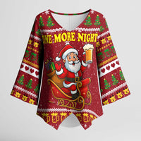 One More Night Santa Beer Christmas Kimono Sleeve Blouse Xmas Holiday Patterns - Wonder Print Shop