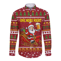 One More Night Santa Beer Christmas Long Sleeve Button Shirt Xmas Holiday Patterns - Wonder Print Shop